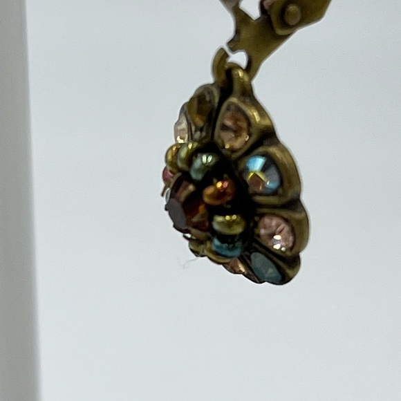 Michal Negrin Earrings Flower With Brown AB Swarovski Crystals Romantic Gift - Picture 7 of 16